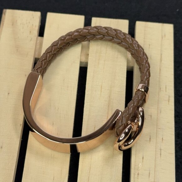 Roberto By RFM Bracelet Rose Gold Princess Lee Infinity Station Woven Brown Cord - Picture 5 of 9
